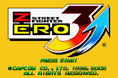 Street Fighter Zero 3 Upper title screen for GameBoy Advance
